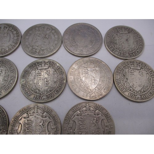 155 - A parcel of silver half crowns, approx. parcel weight 442g date range 1888 to 1919, various grades b... 