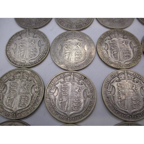 155 - A parcel of silver half crowns, approx. parcel weight 442g date range 1888 to 1919, various grades b... 