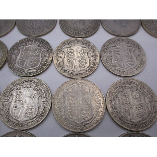 155 - A parcel of silver half crowns, approx. parcel weight 442g date range 1888 to 1919, various grades b... 