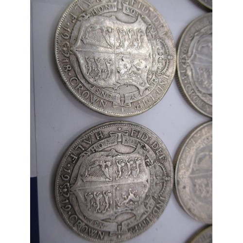 155 - A parcel of silver half crowns, approx. parcel weight 442g date range 1888 to 1919, various grades b... 