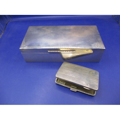 104 - A sterling silver cigarette box and cheroot case, in used condition with use-related marks