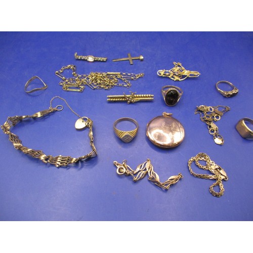 69 - A parcel of gold and yellow metal items, approx. parcel weight 56.3g, one brooch marked for 14ct mos... 