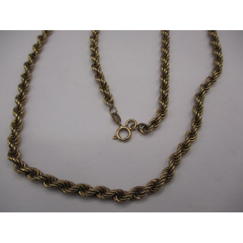 52 - A vintage yellow gold necklace marked 585, approx. weight 12.5g, approx. linear length 46cm, and a 9... 