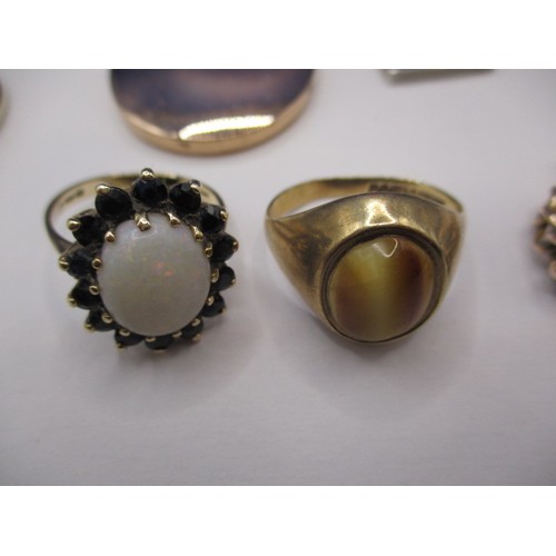 70 - A parcel of antique and later gold, yellow metal, and silver items, to include rings, lockets and a ... 