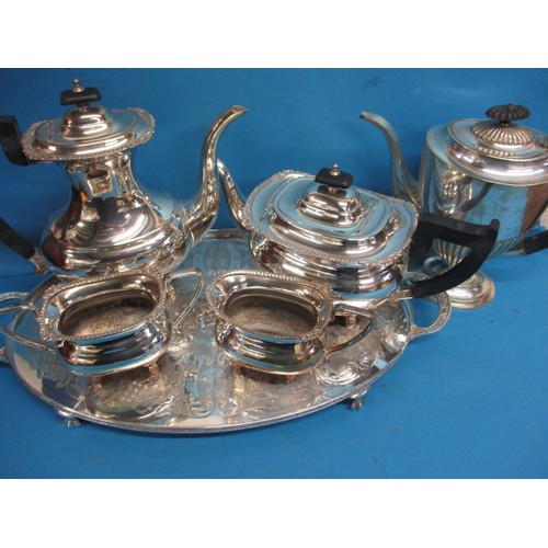 337 - A parcel of silver plated items, to include a tea set, all in used condition with use-related marks