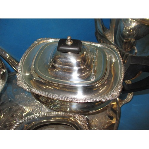 337 - A parcel of silver plated items, to include a tea set, all in used condition with use-related marks