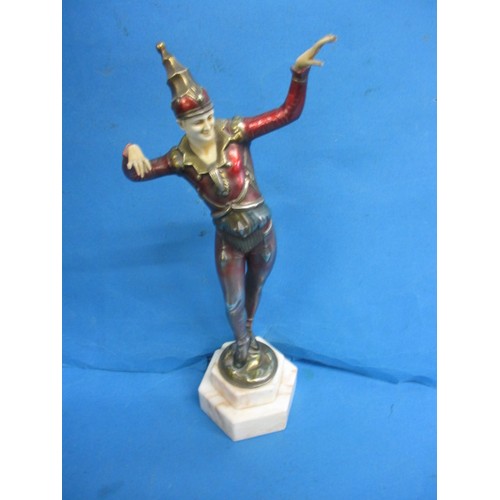 169 - A vintage art deco jester figure, approx. height 35.5cm, a well crafted figure, 2 fingers missing fr... 