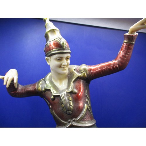 169 - A vintage art deco jester figure, approx. height 35.5cm, a well crafted figure, 2 fingers missing fr... 