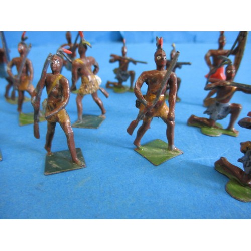 195 - A parcel of Victorian lead model African tribal warriors, most in good condition, some with losses.,... 