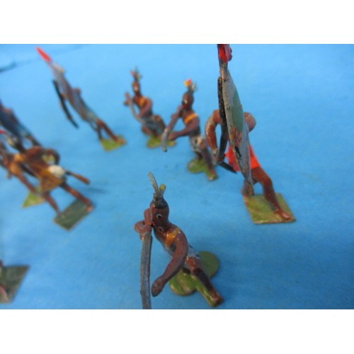 195 - A parcel of Victorian lead model African tribal warriors, most in good condition, some with losses.,... 