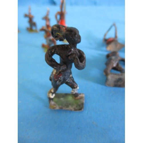 195 - A parcel of Victorian lead model African tribal warriors, most in good condition, some with losses.,... 