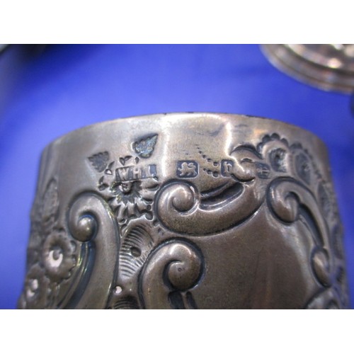 108 - A parcel of antique and later silver items, and a white metal bud vase, approx. parcel weight withou... 