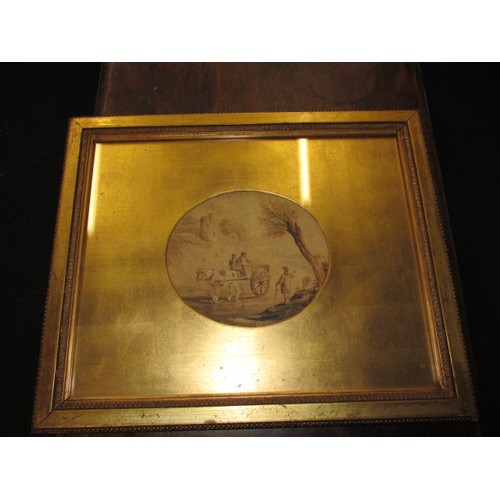 238 - A 19th century continental watercolour in oval mounted gilt frame, approx. image size 16cm wide, sig... 