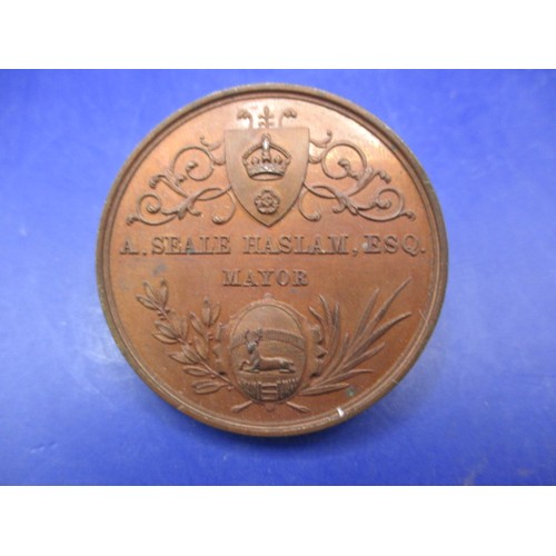 159 - A Victorian copper commemorative token for the laying the foundation stone for The Derbyshire infirm... 