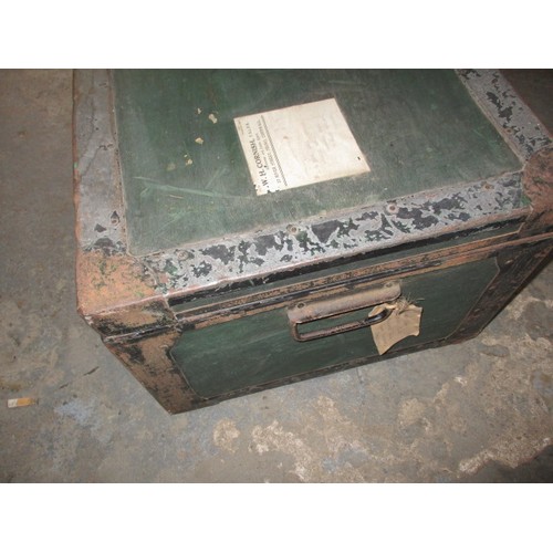 223 - A vintage Army & Navy Co-operative society travel trunk, marked Hyde with address labels, approx. si... 