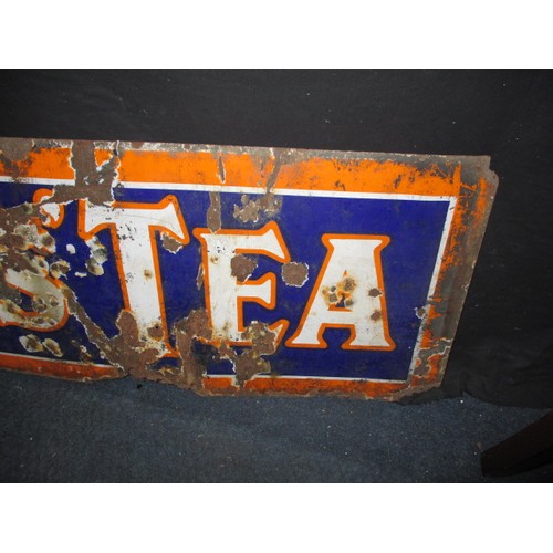 249 - An antique Lyons Tea enamel advertising sign, approx. size 150x45cm having rust and enamel loss