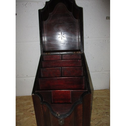 269 - A Georgian mahogany cutlery box with ebony and box wood strung corners and compartmented interior, i... 