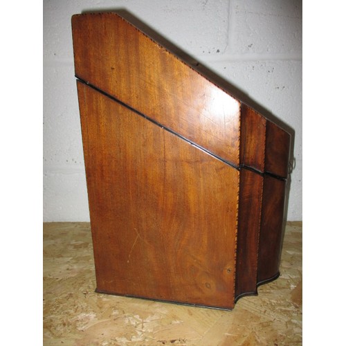 269 - A Georgian mahogany cutlery box with ebony and box wood strung corners and compartmented interior, i... 