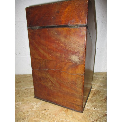 269 - A Georgian mahogany cutlery box with ebony and box wood strung corners and compartmented interior, i... 