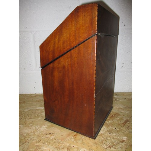 269 - A Georgian mahogany cutlery box with ebony and box wood strung corners and compartmented interior, i... 