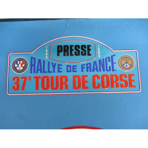 312 - Two genuine rally press reporter plates, one dated 1983, one dated 1993, both embossed aluminium, ap... 