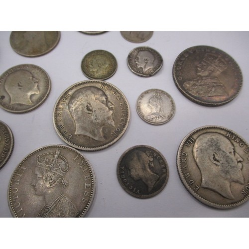 148 - A parcel of pre-decimal silver coins, approx. parcel weight 125.5g, to include Indian examples, all ... 