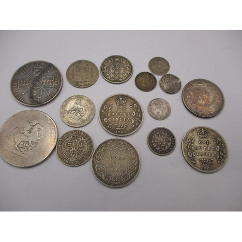 148 - A parcel of pre-decimal silver coins, approx. parcel weight 125.5g, to include Indian examples, all ... 