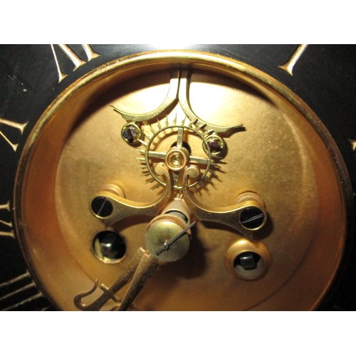 279 - A large 19th century slate mantle clock with ormolu mounts, striking on a gong, approx. width 48cm a... 