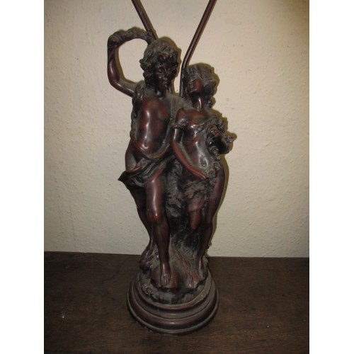 262 - A vintage decorative figural lamp, approx. height 78cm in need of re-wiring and having general age-r... 