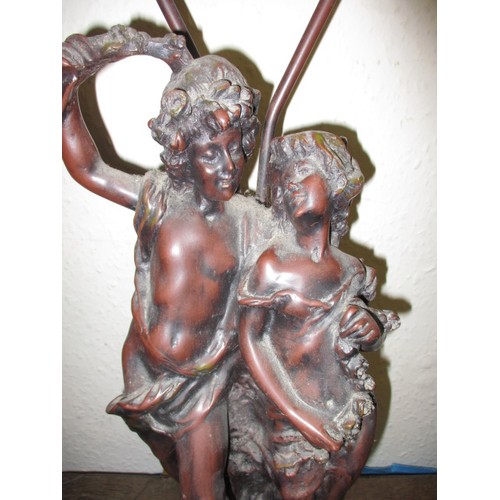 262 - A vintage decorative figural lamp, approx. height 78cm in need of re-wiring and having general age-r... 