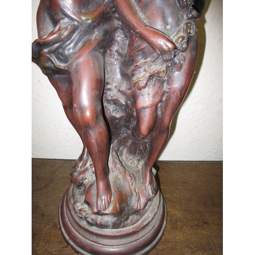 262 - A vintage decorative figural lamp, approx. height 78cm in need of re-wiring and having general age-r... 