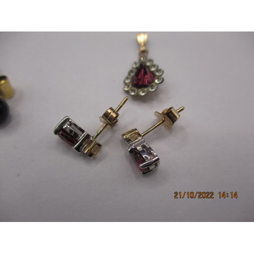 86 - Five pairs of earrings and a pendant, various stones and metals, all in good pre-owned condition