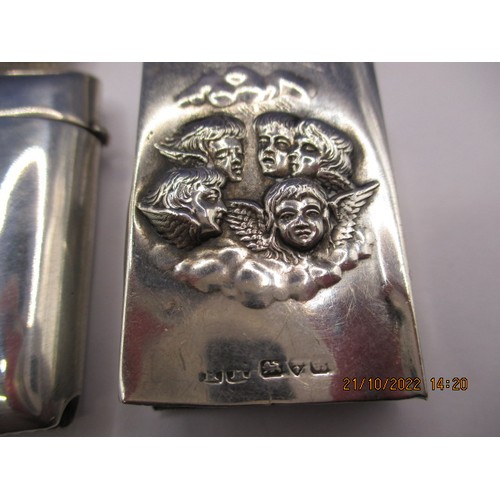 111 - Five sterling silver vesta cases and a silver match box over, all in used condition, approx. parcel ... 