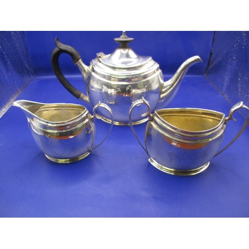 114 - A vintage sterling silver Batchelor tea set of 3 items, approx. gross weight 393g, in used condition... 