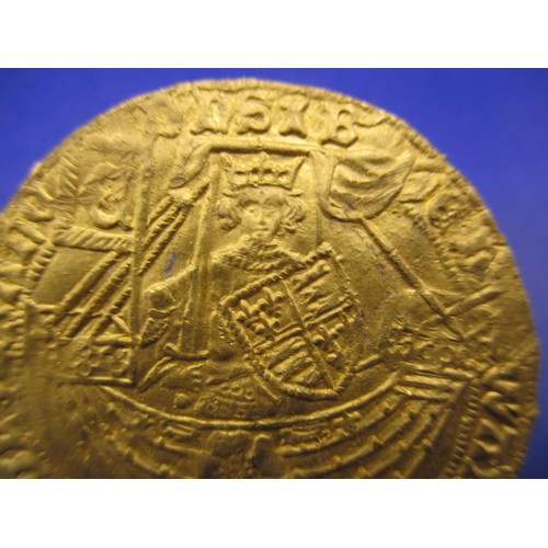 143 - An Edward IV gold rose Noble, London mint, type VII (1466-7) the obverse crowned king in ship with i... 