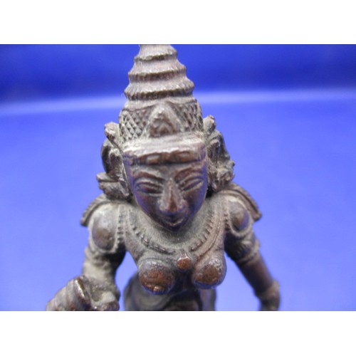 164 - An antique cast bronze Asian deity, approx. height 9cm, in good used condition