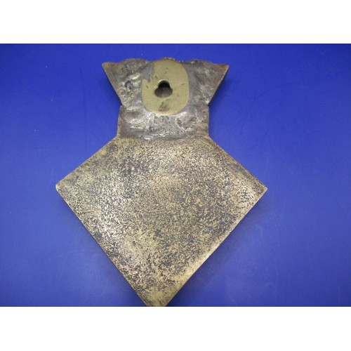 207 - A cast brass ships plaque from HMS Loch Glendhu, approx. height 18 cm, with printed documentation of... 