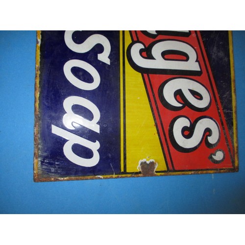 254 - An early 20th century double sided enamel advertising sign for Wheel Brand Gossage’s Dry Soap, and G... 