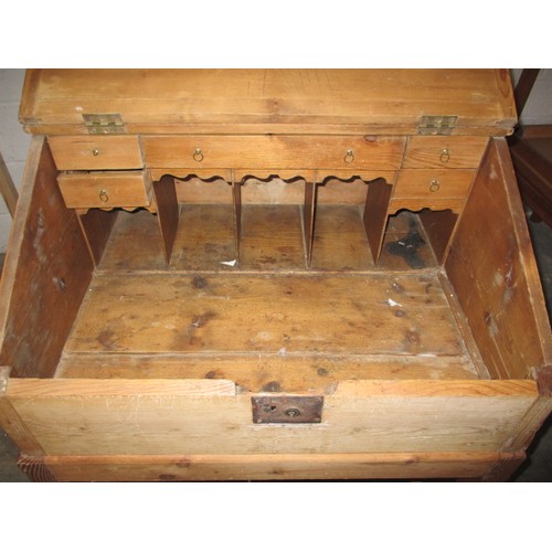 270 - A 19th Century pine school teacher’s desk, approximate measurements: height 100cm, width 76cm, depth... 