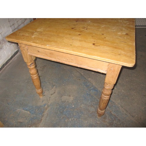 275 - A 19th century square pine kitchen table, with cutlery drawer. Approx. sizes: height 75cm, width 83c... 