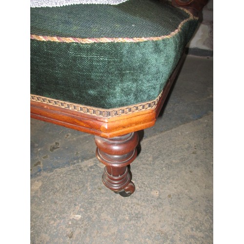 335 - A 19th Century walnut spoonback chair, with floral bead work upholstery and matching foot stool. In ... 