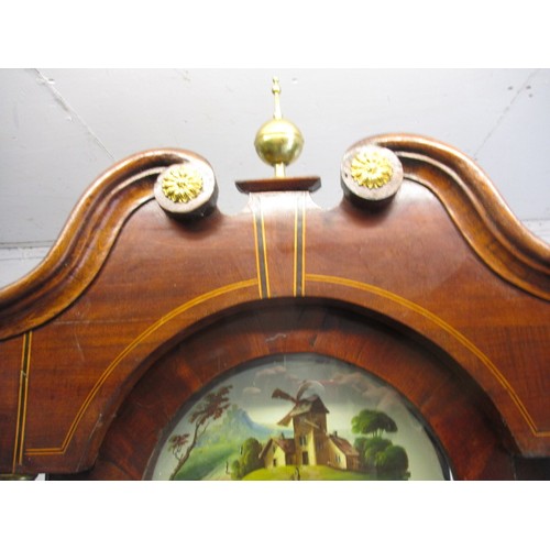 277 - A 19th century oak cased, painted dial long case clock, marked Hallam Nottingham. With cabinet key, ... 