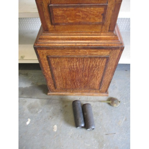 277 - A 19th century oak cased, painted dial long case clock, marked Hallam Nottingham. With cabinet key, ... 