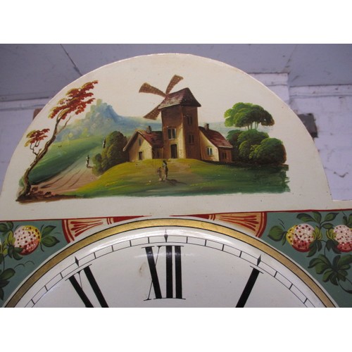 277 - A 19th century oak cased, painted dial long case clock, marked Hallam Nottingham. With cabinet key, ... 