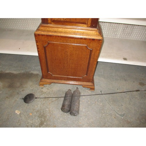 282 - A 19th Century oak cased long case clock, with painted dial marked ‘Will.m Lisseller, Coalbrookdale’... 