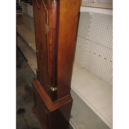 282 - A 19th Century oak cased long case clock, with painted dial marked ‘Will.m Lisseller, Coalbrookdale’... 