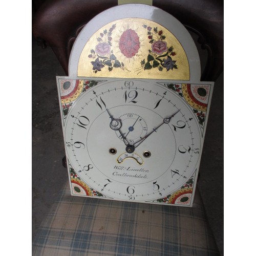 282 - A 19th Century oak cased long case clock, with painted dial marked ‘Will.m Lisseller, Coalbrookdale’... 