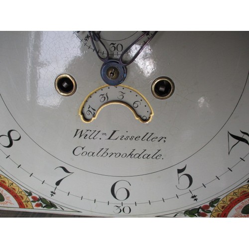 282 - A 19th Century oak cased long case clock, with painted dial marked ‘Will.m Lisseller, Coalbrookdale’... 