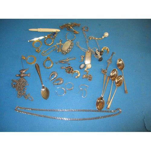 97 - A parcel of vintage costume jewellery and silver items, approx. silver weight 145g all in used condi... 