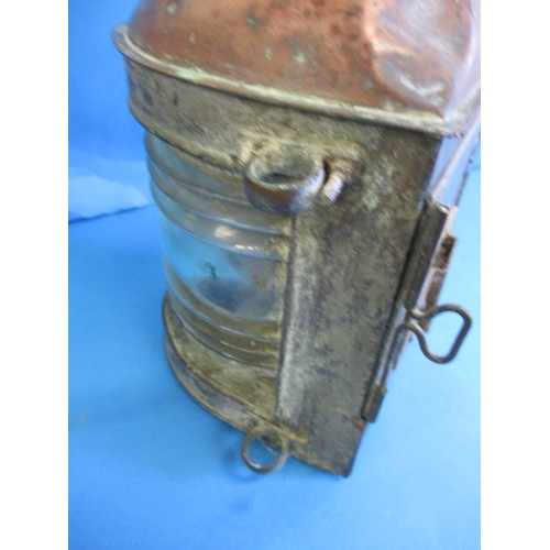 263 - An antique copper ships lantern, possibly from a barge, approx. height 39cm, having age-related mark... 